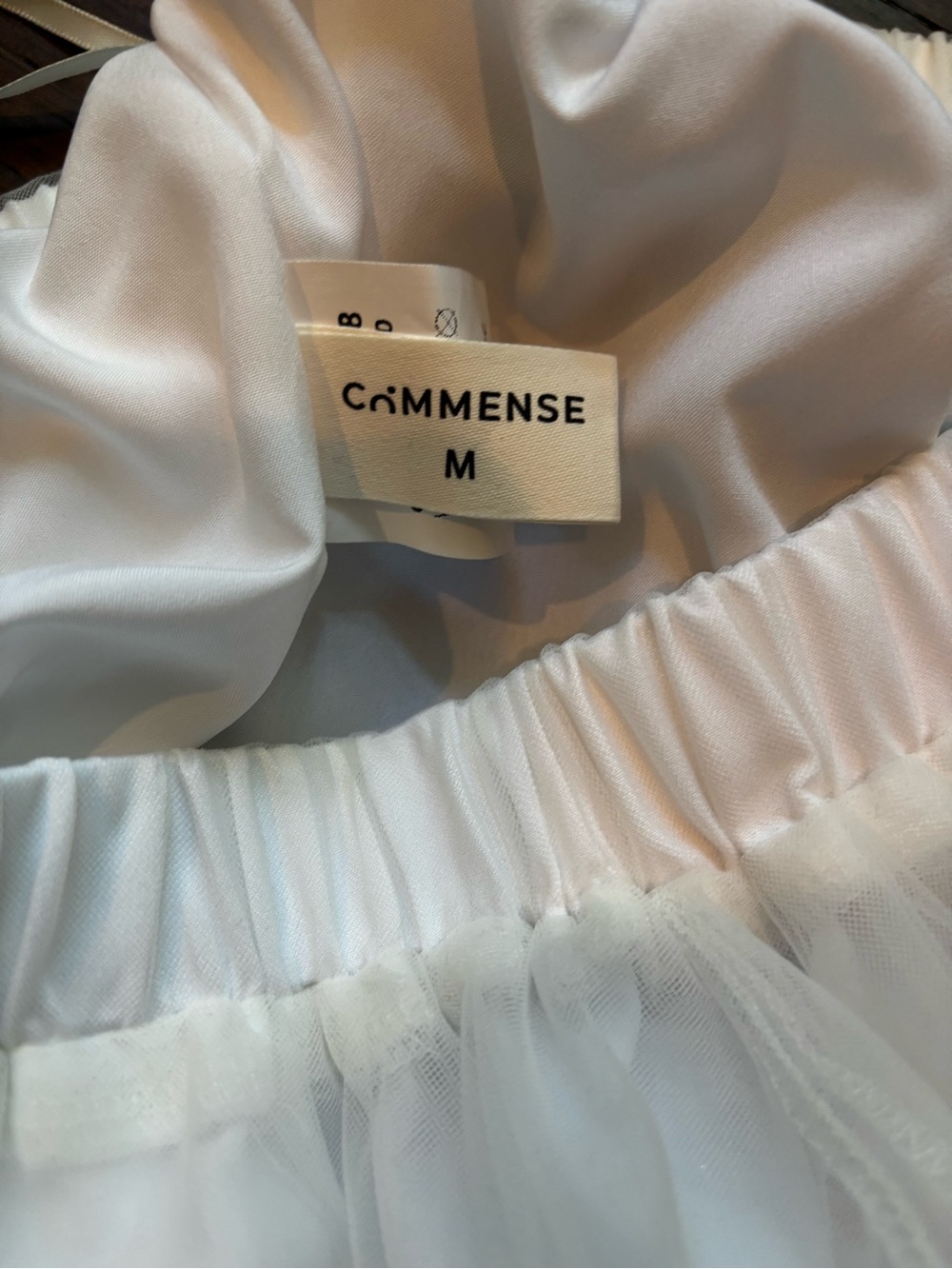 Commense White Layered Tulle Maxi Skirt with Lace Ruffle - Picture 2 of 2